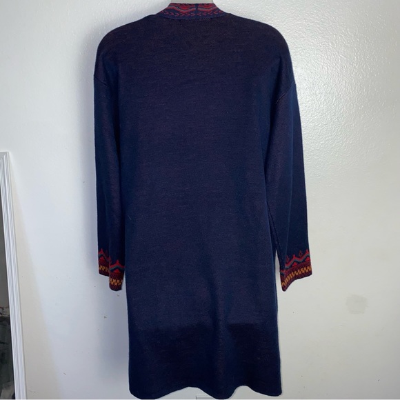 MaxSport Mx4760 navy blue and red floral pattern open face sweater cardigan - Picture 6 of 7